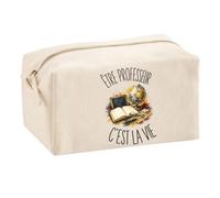 Trousse Être Professeur C'est La Vie | Trousse Scolaire Voyage Maquillage Multifonction | Idée Cadeau Homme Femme Anniversaire Noël | Coton Imprimé en Bretagne