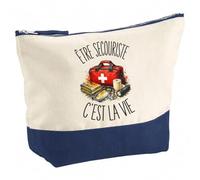 Trousse Être Secouriste C'est La Vie | Grand Format Trousse de Toilette Vanity Maquillage | Idée Cadeau Femme Homme Anniversaire Noël | Coton Imprimé en Bretagne