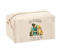 Trousse Être Vétérinaire C'est La Vie | Trousse Scolaire Voyage Maquillage Multifonction | Idée Cadeau Homme Femme Anniversaire Noël | Coton Imprimé en Bretagne