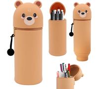 Trousse Extensible En Silicone,Fournitures De Bureau Et Scolaires,Fourniture Scolaire Kawaii Sac Rangement Papeterie,Porte-Stylos De Table Pour Garçon Fille Étudiant(Ours)