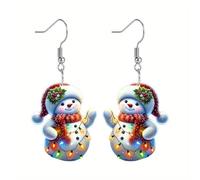 Trousse Fabricant Nettoyeur Colle Bijoux Christmas Lights Cute Acrylic Earrings 2024 New Year Atmosphere Snowman Earrings Nettoyeur Pince Accessoires Outils Bijoux (White, One Size)