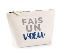 Trousse Fais Un Vœu - Pouch Case - Idée Trousse Rangement Cadeau Anniversaire Fête Original Famille Travail Départ Collègue Retraite Noël. - Gris