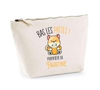Trousse Faustine Bas Les Pattes Chien Shiba | Idée Fête des mères Cadeau Travail Retraite Trousse Maquillage Toilette