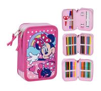 ARTESANÍA CERDÁ Trousse scolaire Minnie Mouse – Rose, triple compartiment, fermeture éclair