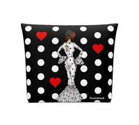 Trousse Flamenca - Design recto-verso - 25 x 26 cm - Imperméable - Sac de Toilette Femme ou Voyage, Flamenca Marie blanche avec fond noir et pois, 25cm x 26cm, Flamenco