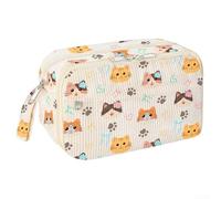 Trousse fonctionnelle en velours côtelé avec fermeture éclair sécurisée, grande capacité de rangement pour fournitures scolaires et essentiels du quotidien (chaton mignon)