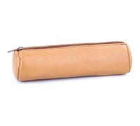 Elba Fourre-Tout Rond 6x21cm a Fermeture Eclair Cuir Naturel Beige