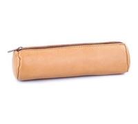Elba Fourre-Tout Rond 6x21cm a Fermeture Eclair Cuir Naturel Beige