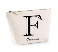 Trousse Francesco Lettre Chic | Pochette Toilette Maquillage | Idée Cadeau Prénom pour Cuisinier Barbecue Jardinage Oncle Parrain Beau Papa Collègue Départ Retraite Noël