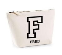 Trousse Fred Lettre Sport | Pochette Toilette Maquillage | Idée Cadeau Prénom Style Basket Université Anniversaire Oncle Parrain Beau Papa Collègue Départ Retraite Noël