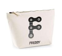 Trousse Freddy Lettre Chaine Mécanique | Pochette Toilette Maquillage | Idée Cadeau Prénom Motard Biker Mob Anniversaire Oncle Parrain Beau Papa Collègue Départ Retraite Noël