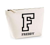 Trousse Freddy Lettre Sport | Pochette Toilette Maquillage | Idée Cadeau Prénom Style Basket Université Anniversaire Oncle Parrain Beau Papa Collègue Départ Retraite Noël