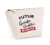 Trousse Futur Gendre Veuillez Patienter | Pouch | Idée Pochette Toilette Maquillage Transport Cadeau Anniversaire Fête Original Famille Travail Départ Collègue Retraite