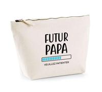 Trousse Futur Papa Veuillez Patienter | Pochette Toilette Maquillage | Idée Cadeau Père Humour Original Noël Anniversaire Fête des Pères Famille Amour Naissance Retraite