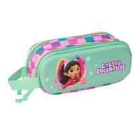 Safta GABBY'S DOLLHOUSE 3D - Trousse double 3D, trousse pour enfant, idéale pour les enfants d'âge scolaire, confortable et polyvalente, qualité et résistance, 21 x 6 x 8 cm, multicolore, M