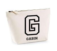 Trousse Gabin Lettre Sport | Pochette Toilette Maquillage | Idée Cadeau Prénom Style Basket Université Anniversaire Oncle Parrain Beau Papa Collègue Départ Retraite Noël