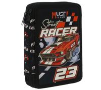 Trousse Garçon Double Compartiment Rembourrée Imprimé Street Racer Must Noir / Orange TU