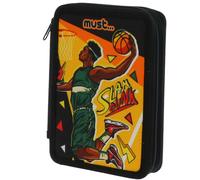 Trousse Garçon Double Zippée Rembourrée Imprimé Basketball Must Slam Dunk Noir / Orange TU