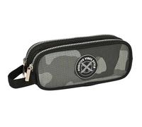 Trousse Garçon Rectangulaire Double Compartiment Positive Vibes Style Camouflage 20 Cm Noir / Blanc / Gris TU