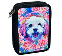 Trousse Garnie Double Compartiment Chien 20 Cm Blanc / Rose / Bleu TU