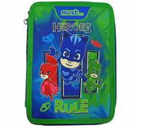 Trousse Garnie Double Compartiment Pyjamasques Imprimée Polyester Pj Masks Vert/blanc/orange TU