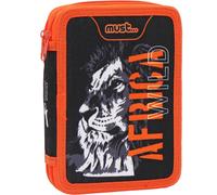 Trousse Garnie Double Compartiment Toile Imprimée Lion Noir / Orange TU