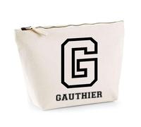 Trousse Gauthier Lettre Sport | Pochette Toilette Maquillage | Idée Cadeau Prénom Style Basket Université Anniversaire Oncle Parrain Beau Papa Collègue Départ Retraite Noël