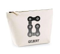 Trousse Gilbert Lettre Chaine Mécanique | Pochette Toilette Maquillage | Idée Cadeau Prénom Motard Biker Mob Anniversaire Oncle Parrain Beau Papa Collègue Départ Retraite Noël