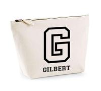 Trousse Gilbert Lettre Sport | Pochette Toilette Maquillage | Idée Cadeau Prénom Style Basket Université Anniversaire Oncle Parrain Beau Papa Collègue Départ Retraite Noël