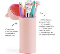 Trousse Gobelet Hamster, Étui Scolaire Un Compartiment, Trousse 2 En 1 Extensible, Trousse En Silicone Texture Douce, Fermeture Éclair, Couleur Rose Rose