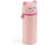 Trousse Gobelet Hamster, Étui Scolaire Un Compartiment, Trousse 2 En 1 Extensible, Trousse En Silicone Texture Douce, Fermeture Éclair, Couleur Rose Rose