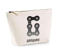 Trousse Grégoire Lettre Chaine Mécanique | Pochette Toilette Maquillage | Idée Cadeau Prénom Motard Biker Mob Anniversaire Oncle Parrain Beau Papa Collègue Départ Retraite Noël