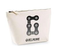 Trousse Guillaume Lettre Chaine Mécanique | Pochette Toilette Maquillage | Idée Cadeau Prénom Motard Biker Mob Anniversaire Oncle Parrain Beau Papa Collègue Départ Retraite Noël