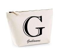 Trousse Guillaume Lettre Chic | Pochette Toilette Maquillage | Idée Cadeau Prénom pour Cuisinier Barbecue Jardinage Oncle Parrain Beau Papa Collègue Départ Retraite Noël