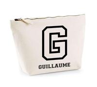 Trousse Guillaume Lettre Sport | Pochette Toilette Maquillage | Idée Cadeau Prénom Style Basket Université Anniversaire Oncle Parrain Beau Papa Collègue Départ Retraite Noël