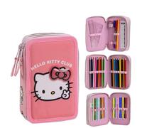Trousse Hello Kitty avec accessoires Giotto inclus | Trousse scolaire Hello Kitty complète pour fille avec feutres, crayons et papeterie