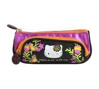 Trousse - Hello Kitty - Noir - 2 compartiments - Zippée - Dimensions 21.5 x 9.5 x 7 cm