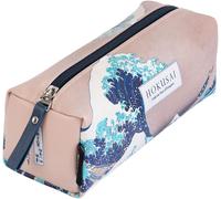 Trousse Hokusai 21 X 7,5 X 7,5 Cm Trousse Scolaire, Grande Trousse À Fermeture Éclair, Trousse En Simili Cuir, Trousse À Maquillage, Fournitures De Bureau