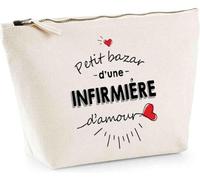 Trousse Infimière Pochette Maquillage Toilette | Accessoire Humoristique collègue infirmière idée Cadeau Original (Trousse Infirmière d'amour)