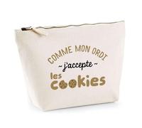 Trousse J'accepte Les Cookies | Pochette Toilette Maquillage | Idée Cadeau Humour Drôle Marrant Jeu de Mots Original Anniversaire Fête