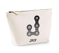 Trousse Jack Lettre Chaine Mécanique | Pochette Toilette Maquillage | Idée Cadeau Prénom Motard Biker Mob Anniversaire Oncle Parrain Beau Papa Collègue Départ Retraite Noël