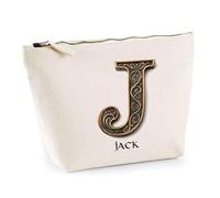 Trousse Jack Lettre Viking | Pochette Toilette Maquillage | Idée Cadeau Prénom Motard Jeux de Rôle Vidéo Anniversaire Oncle Parrain Beau Papa Collègue Départ Retraite Noël