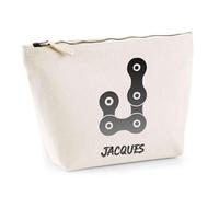 Trousse Jacques Lettre Chaine Mécanique | Pochette Toilette Maquillage | Idée Cadeau Prénom Motard Biker Mob Anniversaire Oncle Parrain Beau Papa Collègue Départ Retraite Noël