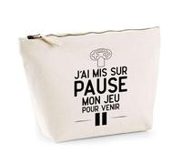 Trousse J'Ai Mis Mon Jeu sur Pause | Pochette Toilette Maquillage | Idée Cadeau Humour Drôle Marrant Original Anniversaire Fête Geek Gamer