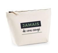 Trousse Jamais de Vrai Conge - Pouch Case - Idée Trousse Rangement Cadeau Anniversaire Fête Original Famille Travail Départ Collègue Retraite Noël. - Bleu&Vert - 4