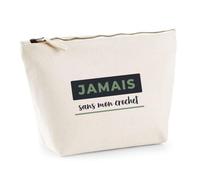 Trousse Jamais sans Mon Crochet - Pouch Case - Idée Trousse Rangement Cadeau Anniversaire Fête Original Famille Travail Départ Collègue Retraite Noël. - Bleu&Vert - 4