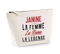 Trousse Janine la Femme la Reine la Légende | Pochette Toilette Maquillage | Idée Cadeau Petite Amie Copine Maman Amour Humour Noël Anniversaire Fête des Mères