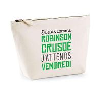 Trousse J'attends Vendredi | Pochette Toilette Maquillage | Idée Cadeau Humour Drôle Marrant Original Anniversaire Fête