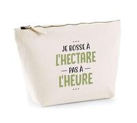 Trousse Je Bosse à l'hectare | Pochette Toilette Maquillage | Idée Cadeau Agriculteur Humour Ferme Champ Drôle Original Tracteur