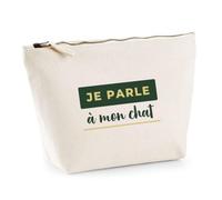 Trousse Je Parle A Mon Chat - Pouch Case - Idée Trousse Rangement Cadeau Anniversaire Fête Original Famille Travail Départ Collègue Retraite Noël. - Vert&Ambre - 4